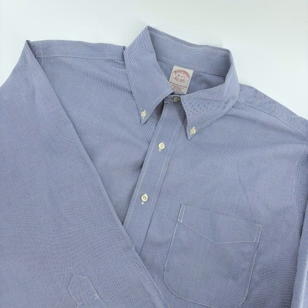 Brooks Brothers Long Sleeve Button Down Mens 16 2-3 Blue Dress Shirt Career